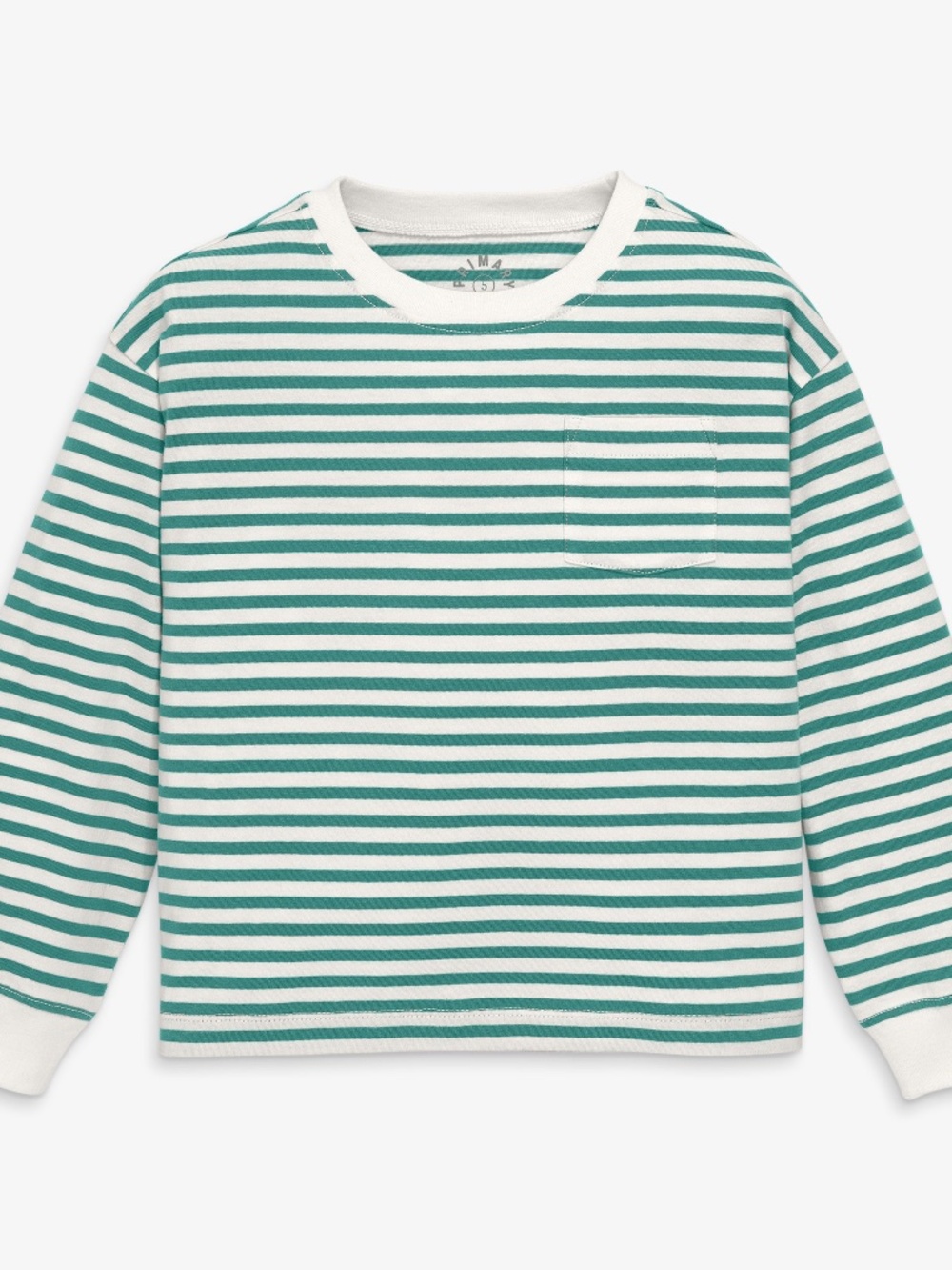 Primary Kids long sleeve easy stripe tee Size 6-7ivory-sunwashed-teal-stripe / 6